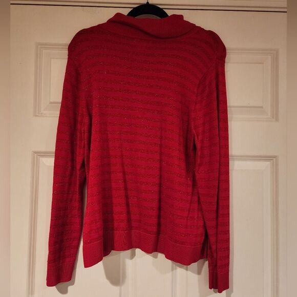 Charter Club red sparkle striped sweater XLP - Picture 3 of 3